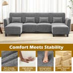 LIVSK Hoekbank met 2 Voetenbankjes - U-vormig - USB en Type-