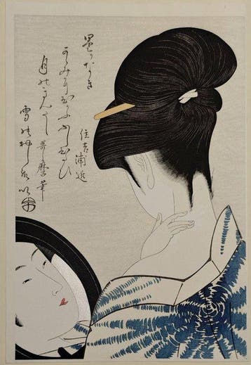 A beautiful woman in the mirror - Kitagawa Utamaro