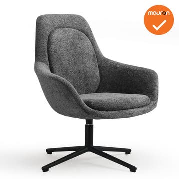 Luxe ster-poots Fauteuil - Zonder hoofdsteun - Grijze stoffe, Vergader- of Presentatieruimte, Ophalen of Verzenden, Nieuw zonder verpakking
