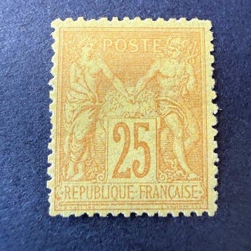 Frankrijk - Yvert 92 Sage 25c bistre nieuw * met, Gestempeld