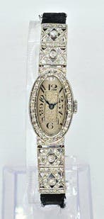 Jastro Schweiz - Art Deco Schmuckuhr - 89 Diamanten - Platin, Nieuw
