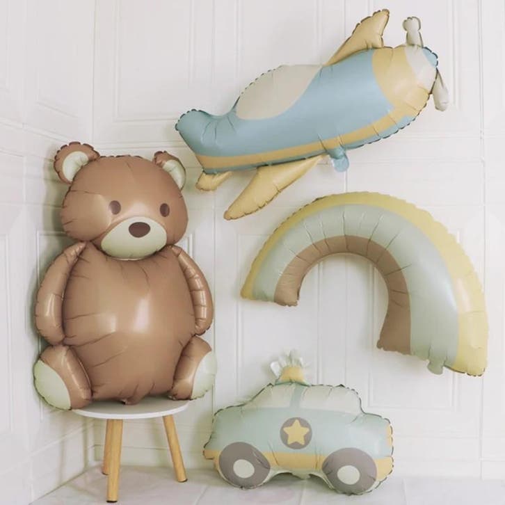 4 grote folie ballonnen met beer, vliegtuig, regenboog, auto, Kinderen en Baby's, Kinderkamer | Inrichting en Decoratie, Overige typen