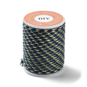 1 rol Metallic gevlochten koord – katoen/polyester mix –, Ophalen of Verzenden, Nieuw, Kraal