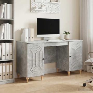 vidaXL Bureau Betongrijs 142,5 x 50 x 75 cm Bewerkt hout, Huis en Inrichting, Bureaus, Verzenden, Nieuw
