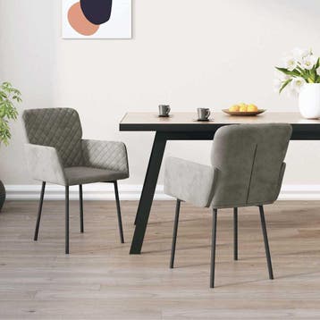 vidaXL Eetkamerstoelen 2 st fluweel lichtgrijs, Huis en Inrichting, Stoelen, Verzenden, Nieuw, Grijs