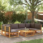 vidaXL 7-delige tuinbankset met kussens acaciahout & touw, Verzenden, Nieuw, Hardhout