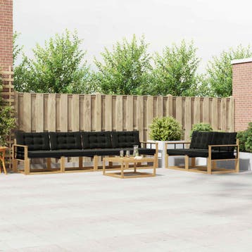 vidaXL Buiten bankenset 7 st Wit en zwart, Verzenden, Nieuw