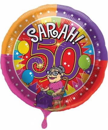 Sarah 50 jaar Knalfeest folieballon - 43cm, Kleding | Dames, Ophalen of Verzenden, Nieuw