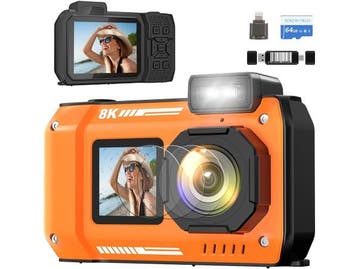 Veiling - Orange 8K waterdichte camera 70MP dual screen 64GB, Nieuw