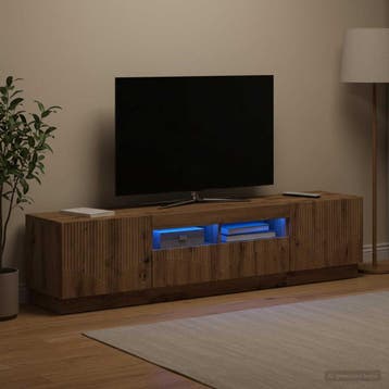 vidaXL LED tv-meubel HOORN 3 st Artisanaal eiken Bewerkt, Minder dan 50 cm, Verzenden, Nieuw, Minder dan 100 cm