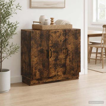 vidaXL Dressoir Gerookt eiken 89 x 34,5 x 77 cm Bewerkt hout, Huis en Inrichting, Verzenden, Nieuw, Overige houtsoorten, Minder dan 50 cm