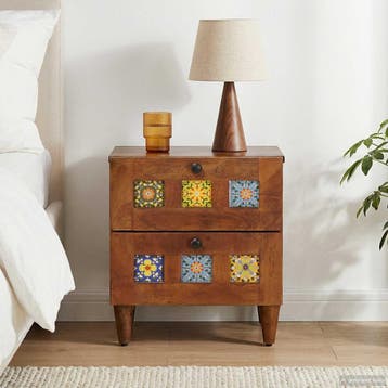 vidaXL Nachtkastje Bruin 40 x 33 x 46 cm Massief Mango Hout, Minder dan 45 cm, Verzenden, Nieuw, Minder dan 55 cm