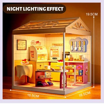 Dreamy mini house Bakkerij Bakery met ledlamp DIY Modelbo..., Verzenden, Nieuw
