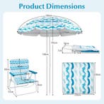 LIVSK 4-delige Strandset - Parasol 173 cm - 2 Opvouwbare Sto, Verzenden, Nieuw