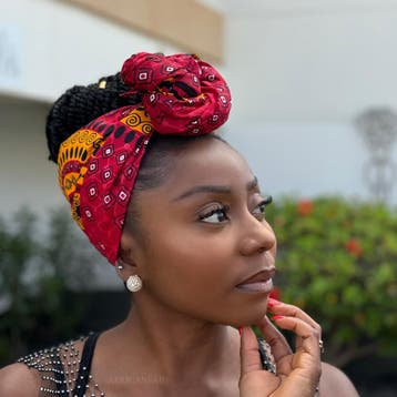 Afrikaanse Rode Dotted Patterns hoofddoek - headwrap, Ophalen of Verzenden, Nieuw