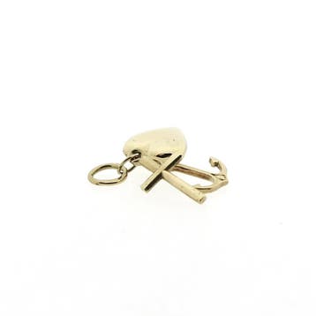 Gouden geloof, hoop en liefde hanger (Hanger of bedel), Ophalen of Verzenden, Gebruikt, Goud, Overige merken