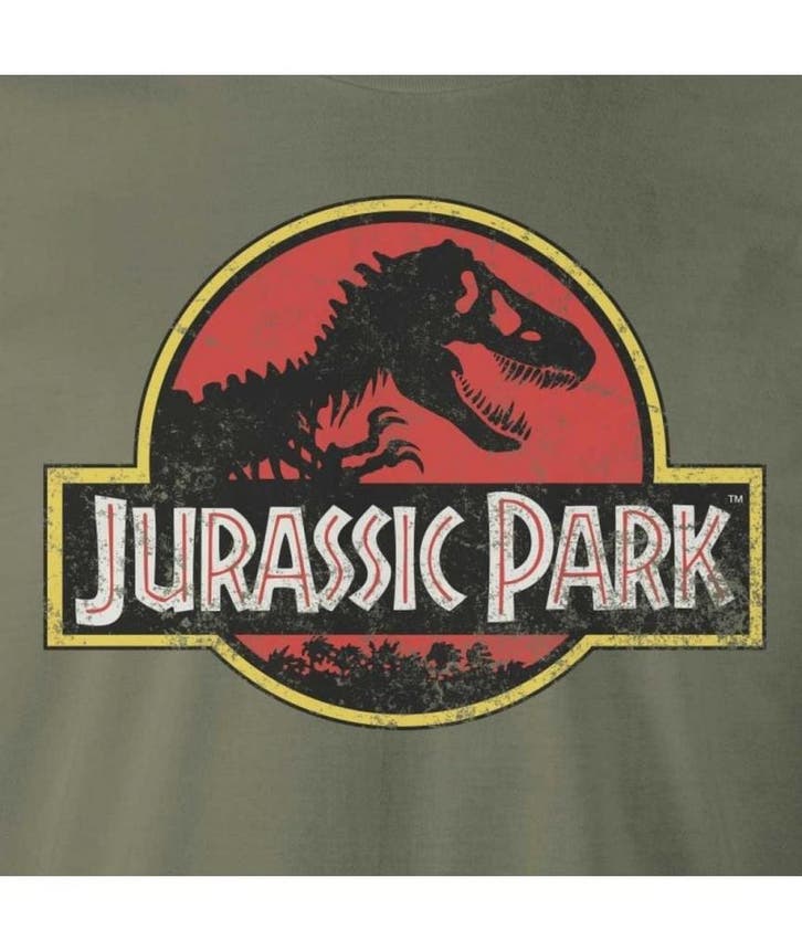 Jurassic Park Vintage Logo Kaki T-Shirt, Verzamelen, Film en Tv, Nieuw, Ophalen of Verzenden