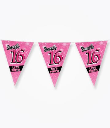 Sweet 16 Vlaggenlijn Roze (10m), Ophalen of Verzenden, Nieuw