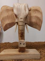 Beeld, Olifanthoofd - 35 cm - Hout