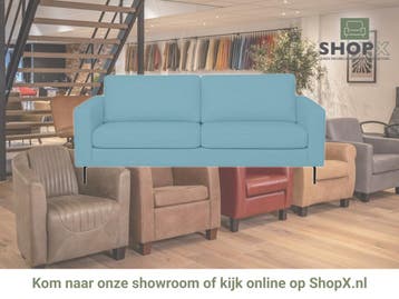 Leren bank Match - 3 zits - Toledo Sky Blue (lichtblauw) -, Nieuw, Ophalen of Verzenden, Rechte bank, Modern