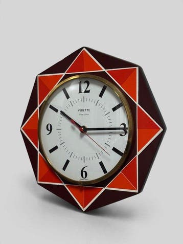 Wandklok - VEDETTE – 1970s French Geometric Star Wall Clock