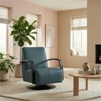 Leren draaifauteuil Mood - Toledo Whale (blauw/grijs) -, Huis en Inrichting, Fauteuils, Nieuw, Ophalen of Verzenden, 50 tot 75 cm
