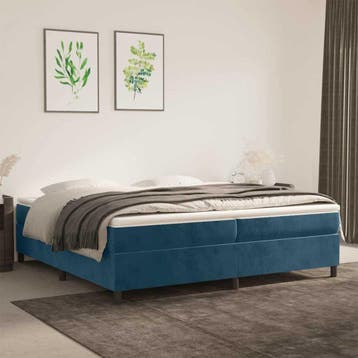 vidaXL Boxspring bed 200x200 cm fluweel donkerblauw, Overige maten, 200 cm, Stof, Verzenden