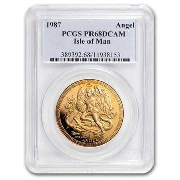 Isle of Man. 1987 1 oz Isle of Man Angel PCGS PR68DCAM Proof