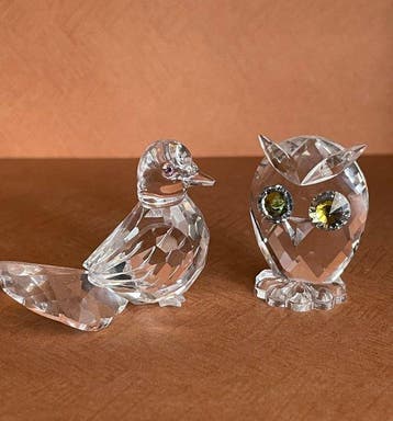 Swarovski - Beeldje - Duif - Uil (2) - Kristal, Antiek en Kunst