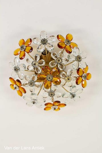 Oude Italiaanse plafondlampen, Hollywood Regency, Banci, Ophalen of Verzenden, Gebruikt, Glas