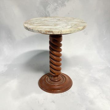 Bijzettafel - Hout, Marmer - Salomonskolom