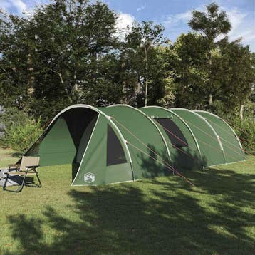 vidaXL Tunnel Tent 6-Persoon 6-persoons Groen en Wit, Verzenden, Nieuw, Tot en met 2