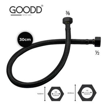 Flexibele aansluitslang mat Zwart 30 CM - 1/2 inch en 3/8 in, Ophalen of Verzenden, Nieuw