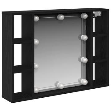 vidaXL Spiegelkast met plank Zwart Eiken 76 x 15 x 55 cm, Huis en Inrichting, Kasten | Overige, Verzenden, Nieuw