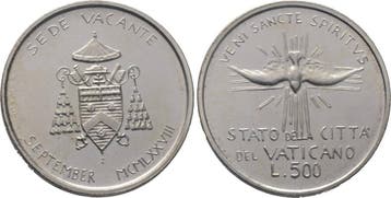 500 Lire Italien-kirchenstaat Paul Vi, 1963-1978, Verzenden