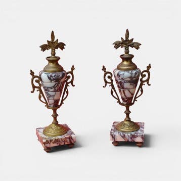 Cassolette (2) - Marmer, Brons