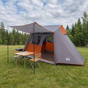 vidaXL Tunneltent Grijs en Oranje 475 x 220 x 192 cm, Verzenden, Nieuw, Tot en met 2