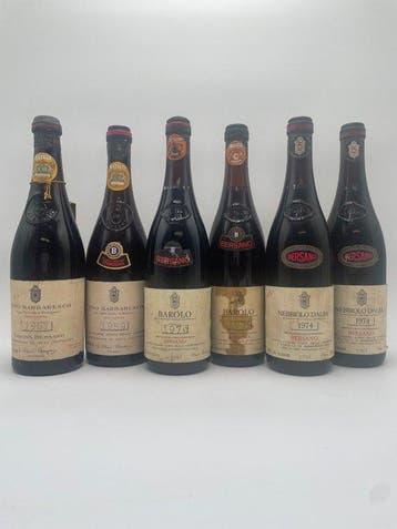 1957 , 1959 Barbaresco, 1976, 1979 Barolo, 1974 x2 Nebbiolo,, Verzamelen, Nieuw