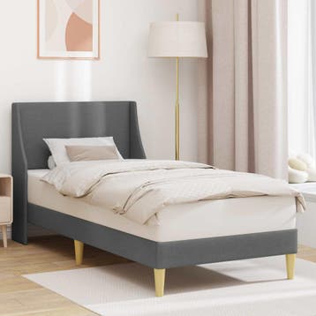 vidaXL Bedframe Donkergrijs 100 x 200 cm Stof, Eenpersoons, Verzenden, Nieuw, Stof