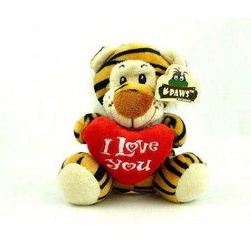 Pluche tijger knuffel - I love you - bruin - 14 cm, Verzenden, Nieuw