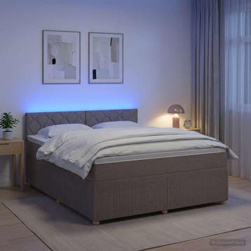 vidaXL Boxspringbed met matras met hoofdeinde Taupe 160 x, Verzenden, Nieuw, Tweepersoons