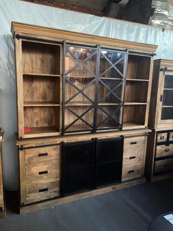 Buffetkast mangohout 200x220x45, Ophalen, 200 cm of meer, Nieuw, 200 cm of meer