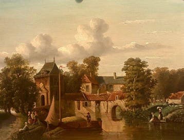 Dutch School (XIX) Omgeving J.J. Spohler - A River Landscape, Antiek en Kunst, Kunst | Schilderijen | Klassiek