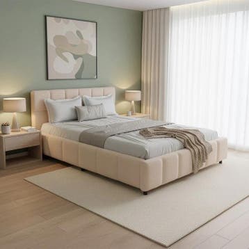 Gestoffeerd Bed Florence - 140x200cm - Beige, Verzenden, Nieuw