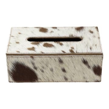 tissuebox koehuid bruin/wit 25x14x9cm, Verzenden, Nieuw