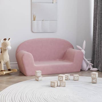 vidaXL Kinderbank 2-zits zacht pluche roze, Verzenden, Nieuw