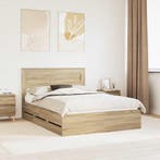 vidaXL Bedframe met lade Sonoma Eiken 160 x 200 cm, Verzenden, Nieuw, Bruin, Hout