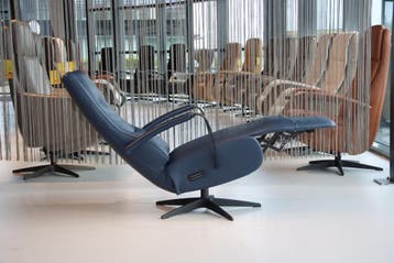 Gealux relaxfauteuil Jasmijn Leer Blauw 2 motoren + accu, Ophalen of Verzenden, Nieuw, Leer, Design, modern