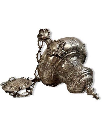Plafondlamp - Koper, Verzilverd - Antieke lamp