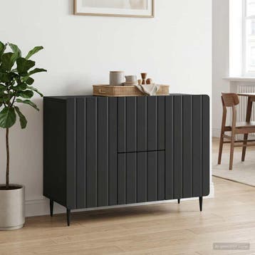vidaXL Dressoir met lade Zwart 89 x 34,5 x 62 cm Bewerkt, Verzenden, Nieuw, Overige houtsoorten, Minder dan 50 cm